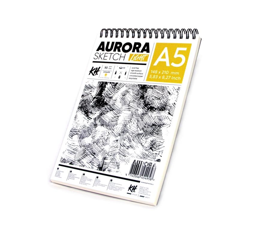 Скетчбук для набросков на спирали Aurora Light А5 50 л 90 г планинг ежедневник на спирали с разделителями