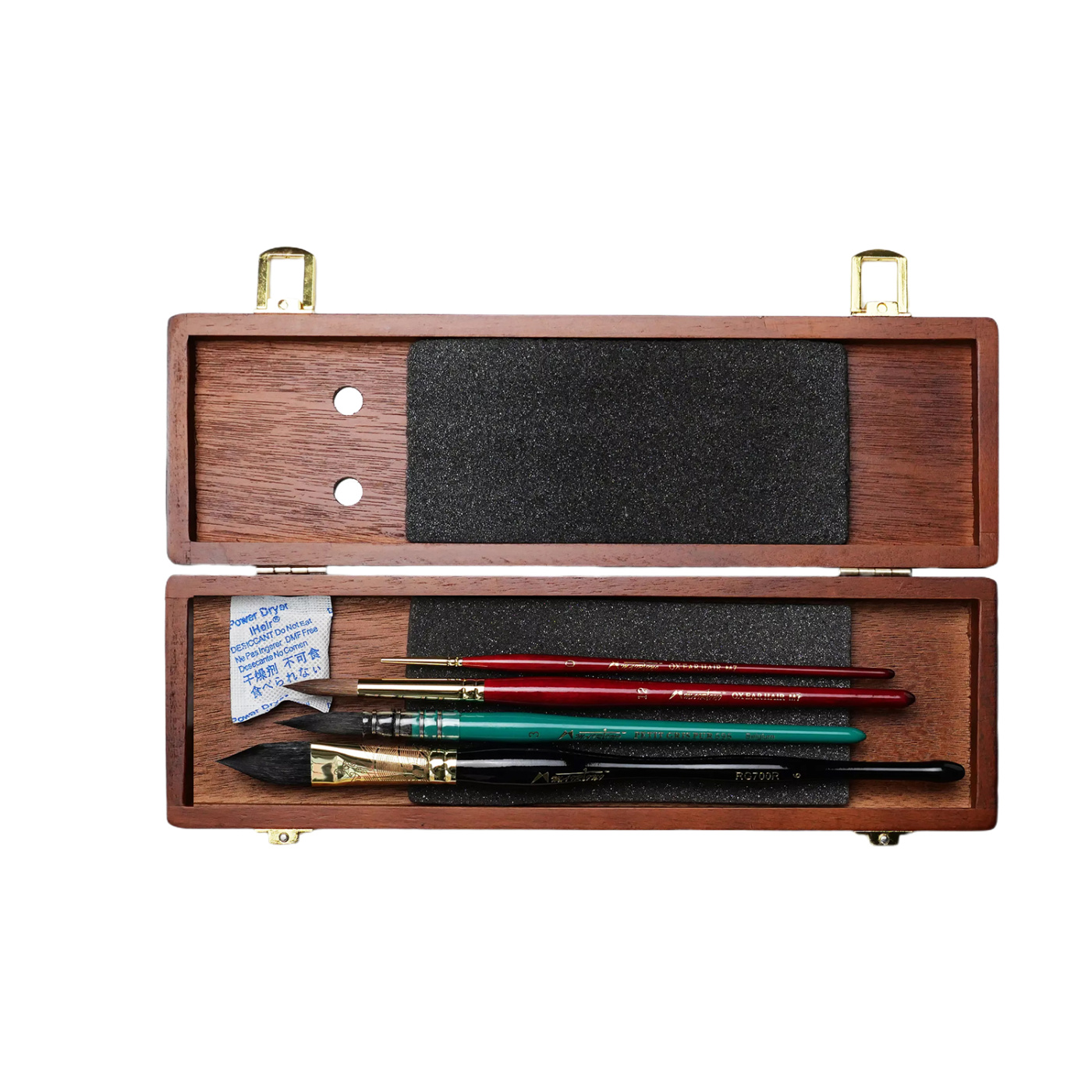 Набор кистей для аварели Mairtini 4 шт, (RG700R-6,696-3,M7-12,M7-0)-S, в деревянной коробке