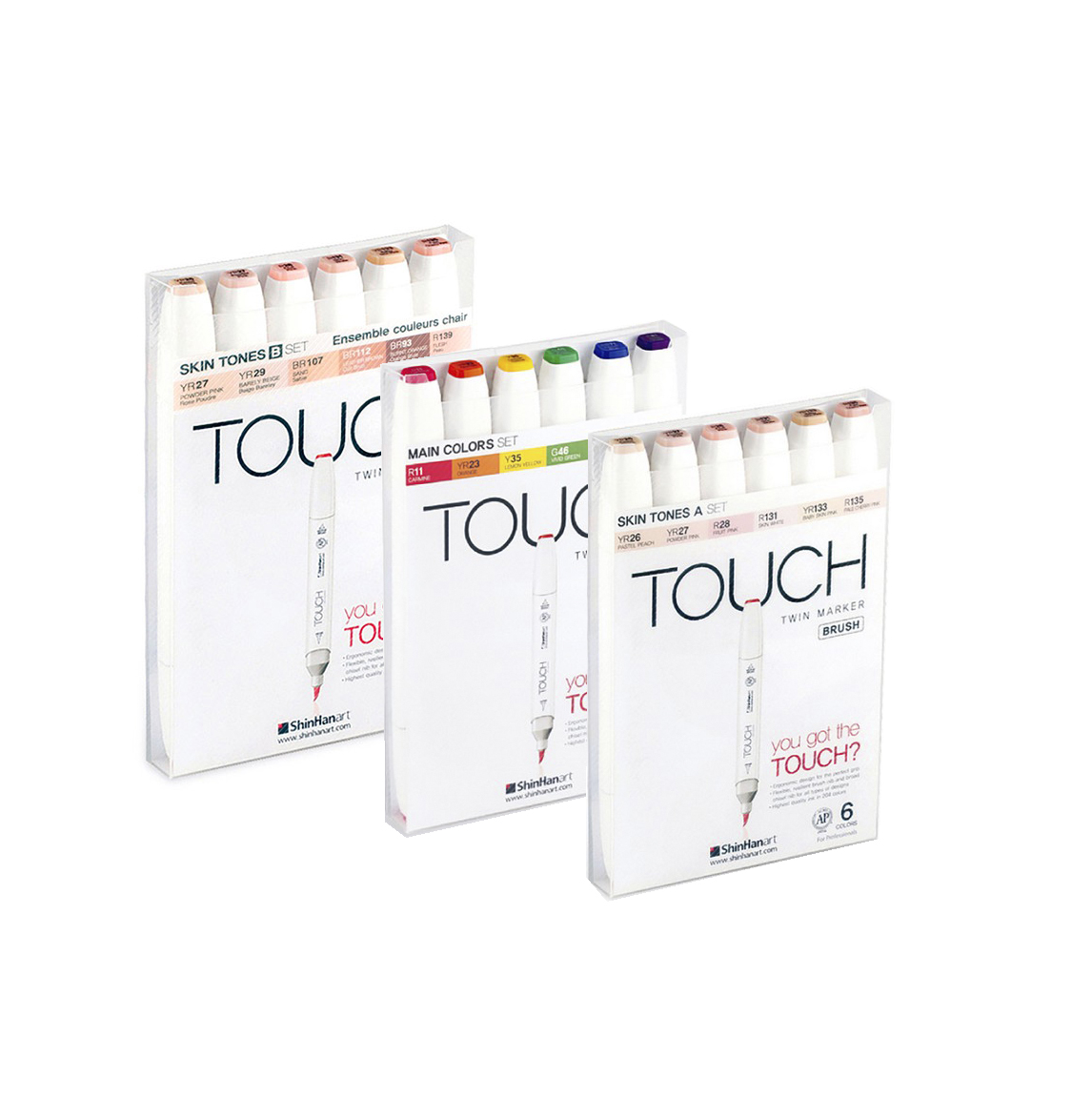 Набор маркеров Touch Twin BRUSH 6 цв, основные тона T-1200613 - фото 2