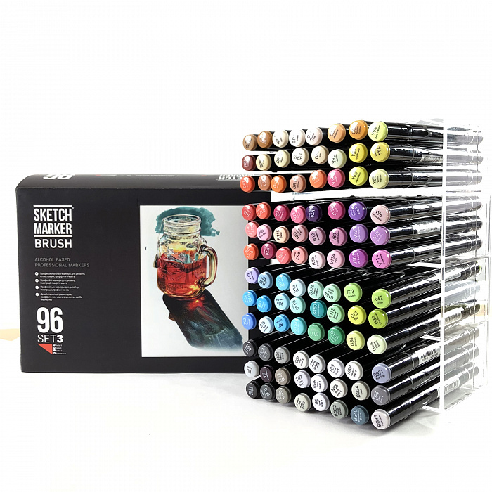 Набор маркеров Sketchmarker Brush 96 Set 3- (96 маркеров в пластиковом кейсе) SMB-96SET3 - фото 1