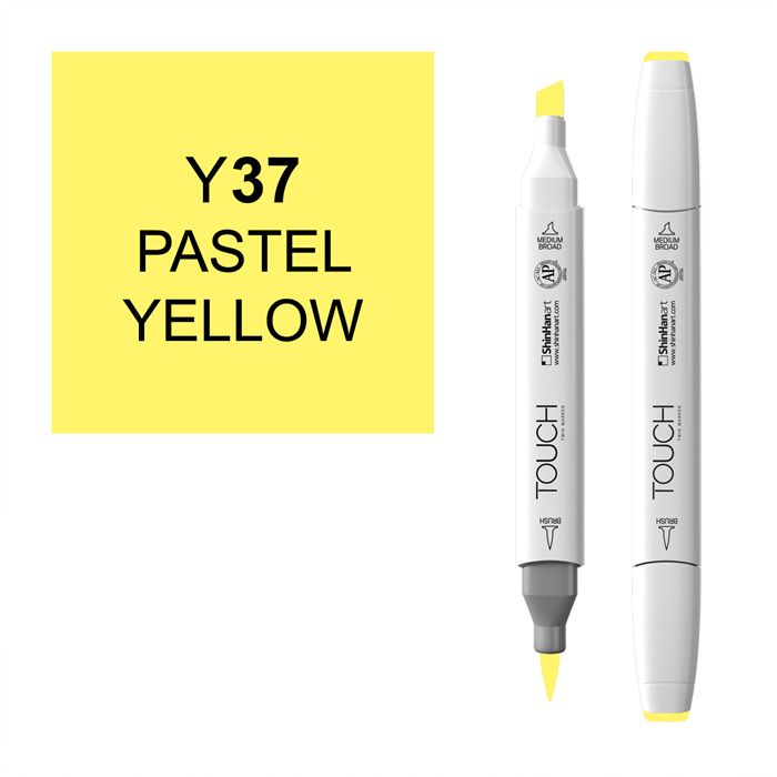 Маркер спиртовой BRUSH Touch Twin цв. Y37 пастельный желтый маркер спиртовой touch twin цв yr26 пастельный персиковый