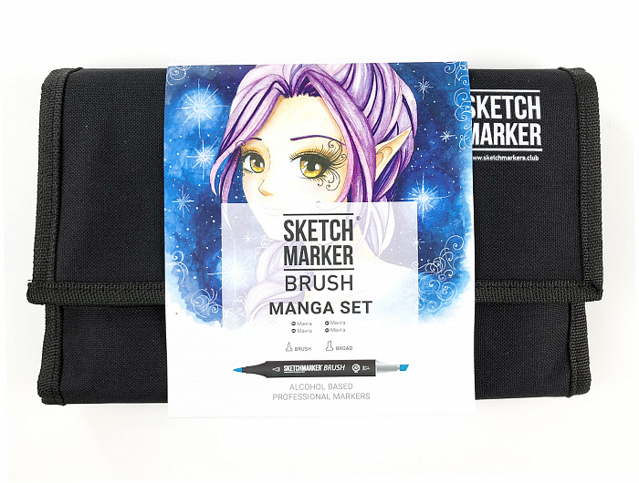 Набор маркеров Sketchmarker Brush 24 Manga Set- Манга (24 маркеров+сумка органайзер) манга кацусика хокусай
