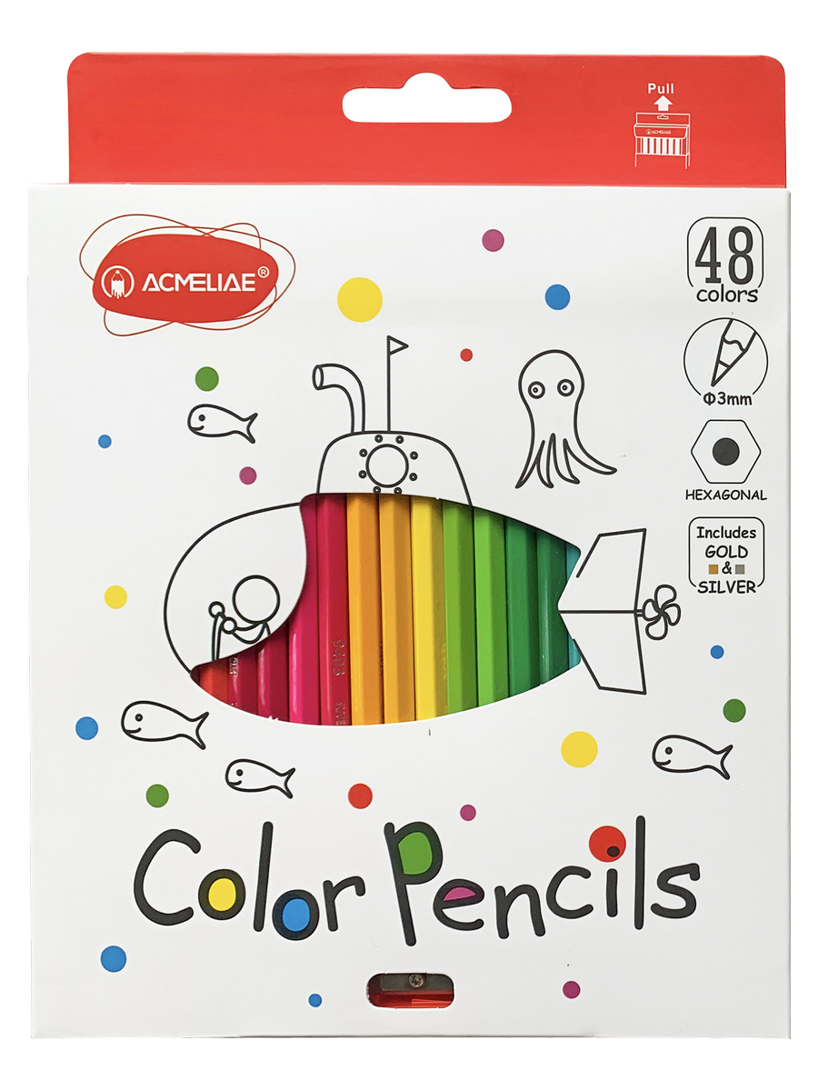 Набор карандашей цветных Acmeliae 48 цв+точилка, в картонном футляре набор карандашей ных трехгранных acmeliae 36 цв в картонном футляре