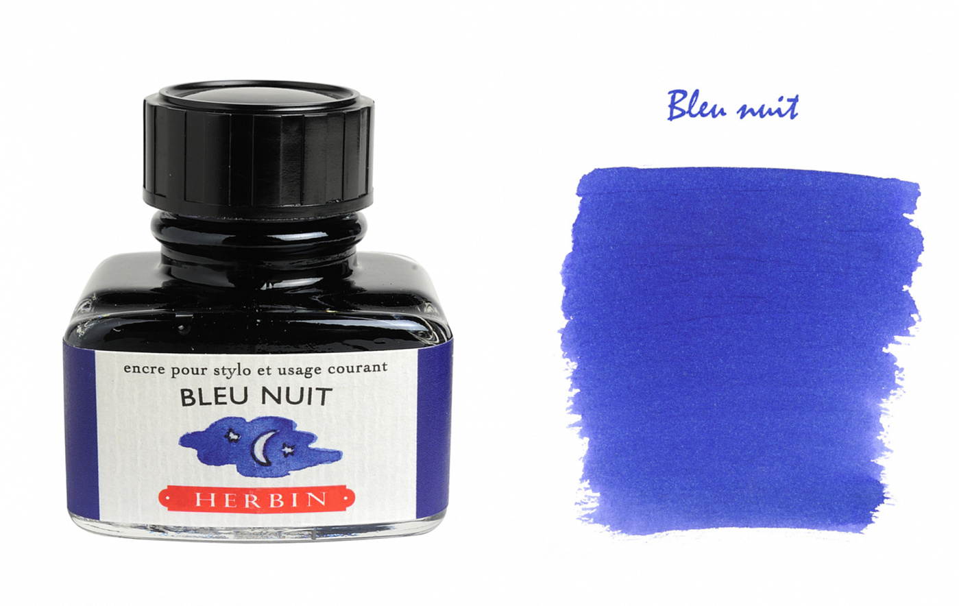 Чернила в банке Herbin, 30 мл, Bleu nuit, Темно-синий чернила в банке herbin 30 мл bleu calanque аквамарин