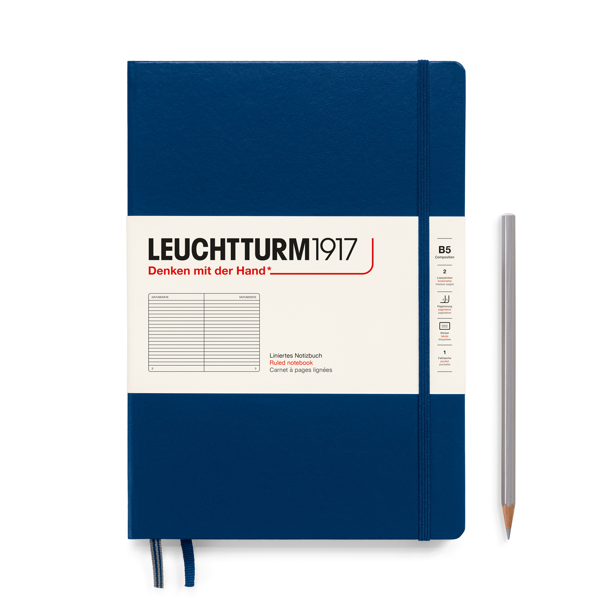 Блокнот в линейку Leuchtturm1917 Composition B5 109 л твердая обложка Синий Неви 4276₽