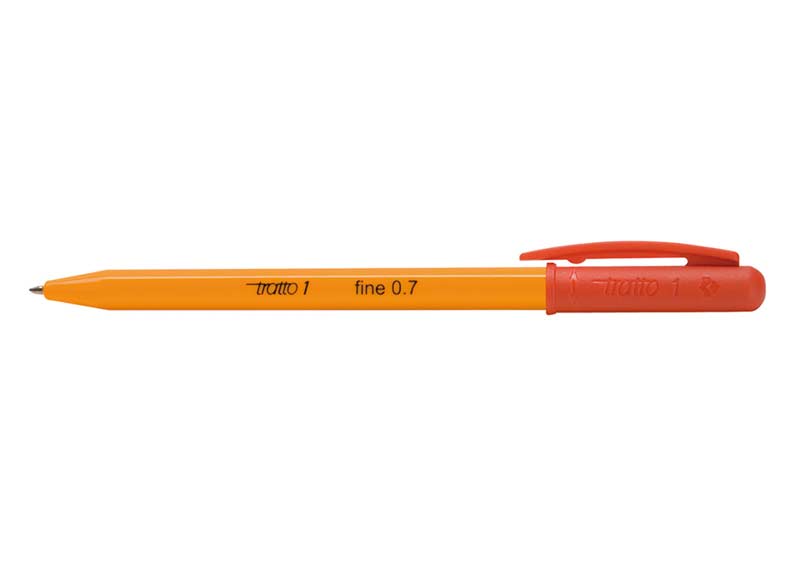 Ручка шариковая с поворотным механизмом Tratto 0,7 мм, корпус желтый, цвет красный