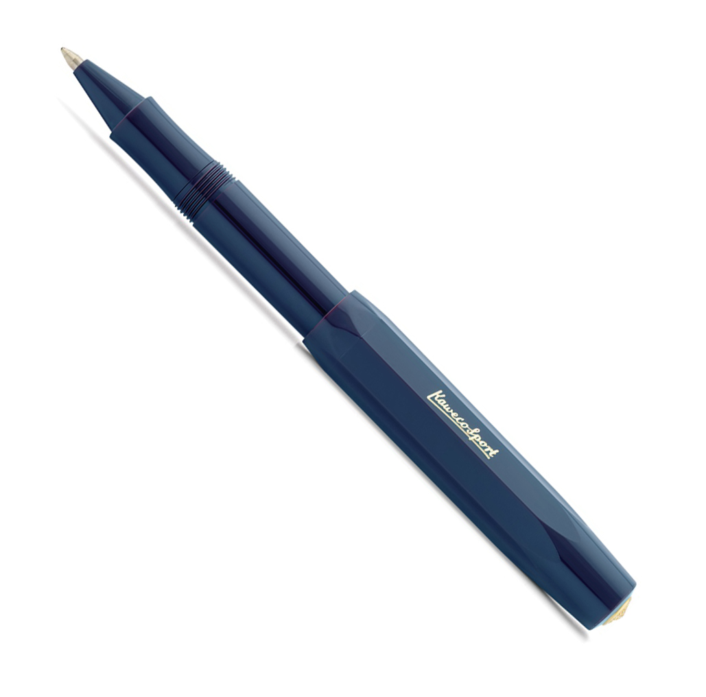 Роллер Kaweco CLASSIC Sport 0,7 мм, черный, корпус синий морской ручка перьевая kaweco classic frosted sport f 0 7 мм чернила синие корпус банановый