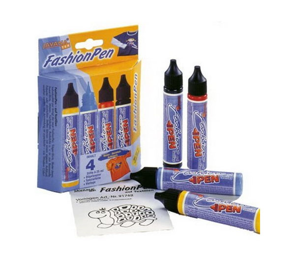 Набор красок по ткани "Fashion Pen" 4 цв+ термобумага для нанесения рисунка
