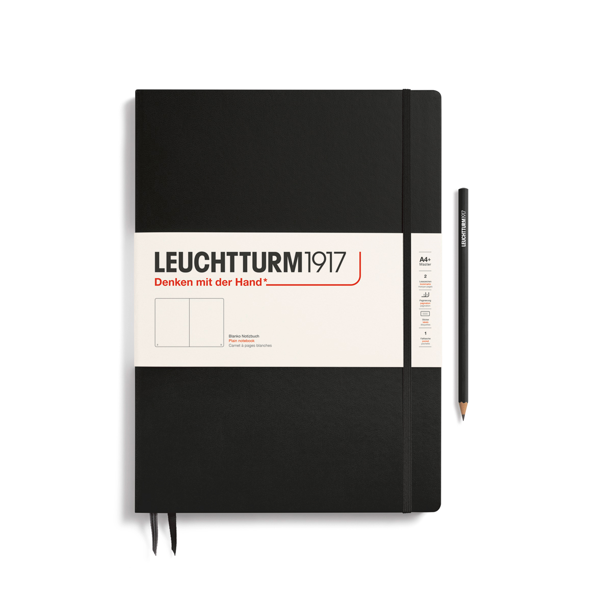 Записная книжка нелинованная Leuchtturm Master Slim А4+ 123 стр., твердая обложка черная записная книжка а6 26л stray cat сшивка черн внутр блок ассорти