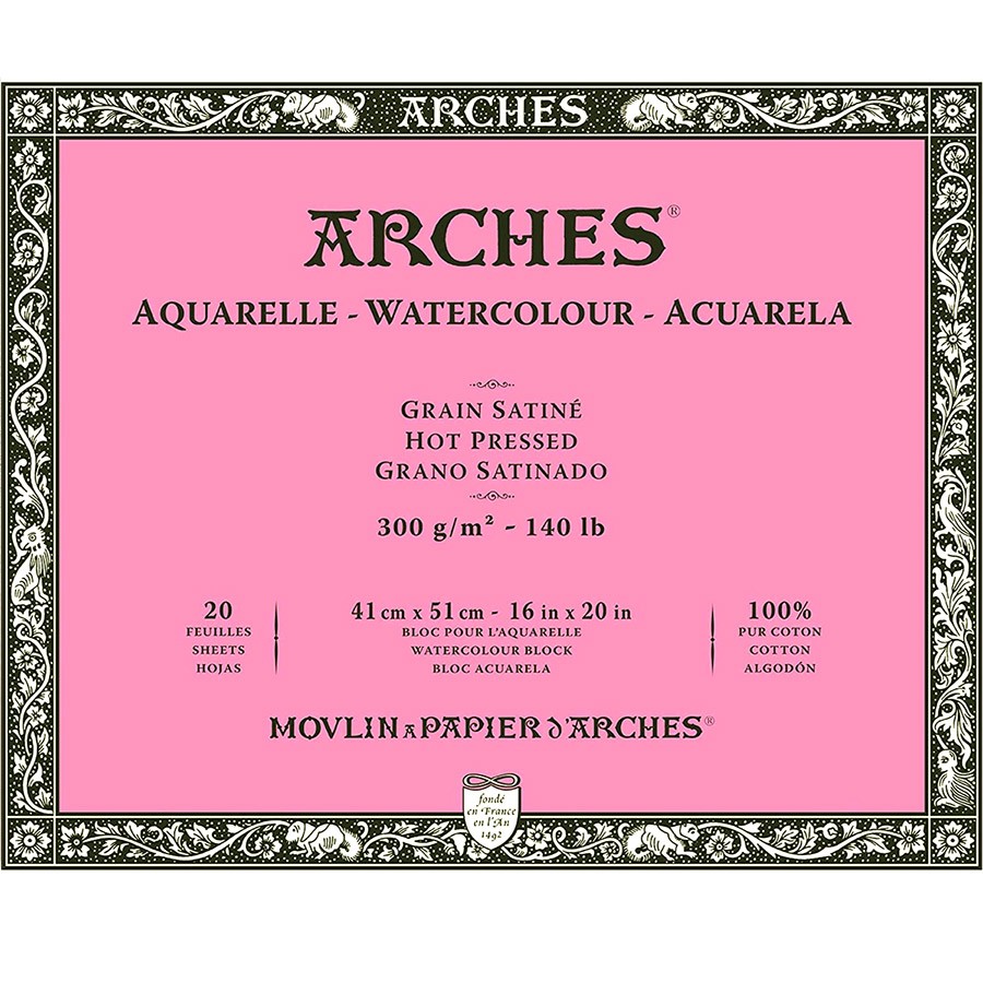 Альбом-склейка для акварели Arches Satin 41x51см 20 л 300 г Натуральный белый