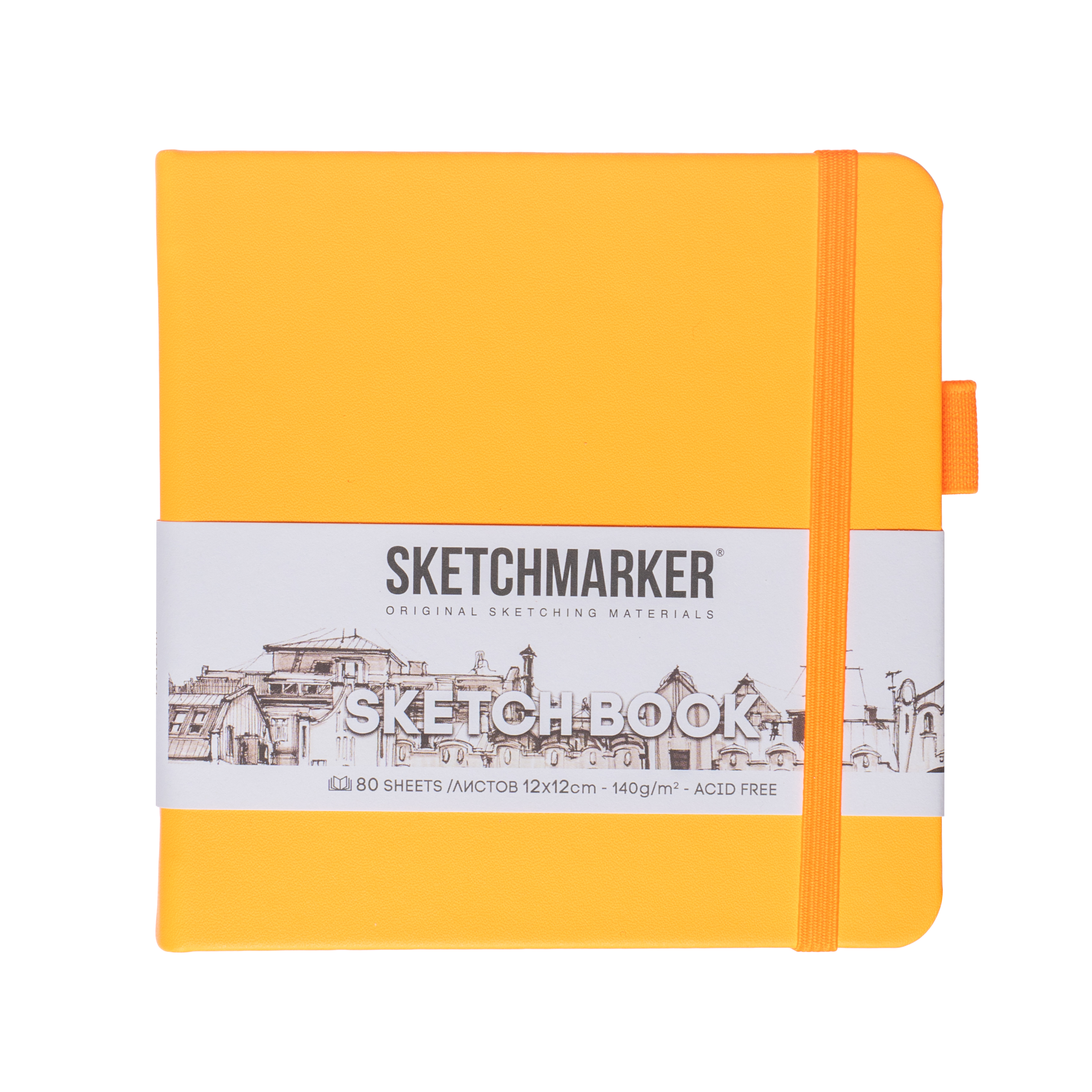 Блокнот для зарисовок Sketchmarker 1212 cм 80 л 140 г твердая обложка Оранжевый неон 385₽