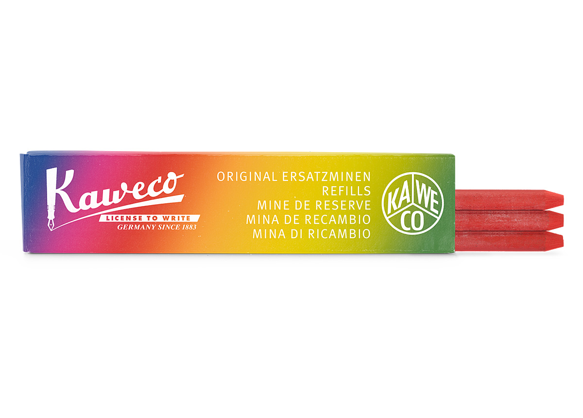 Набор грифелей для механических карандашей KAWECO 5,6 мм 3 шт красный в картонной упаковке