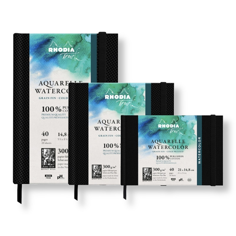 Альбом для акварели Rhodia Touch 300 г, в твердой обложке, черный анкета в твердой обложке на замочке корги а6 40 л