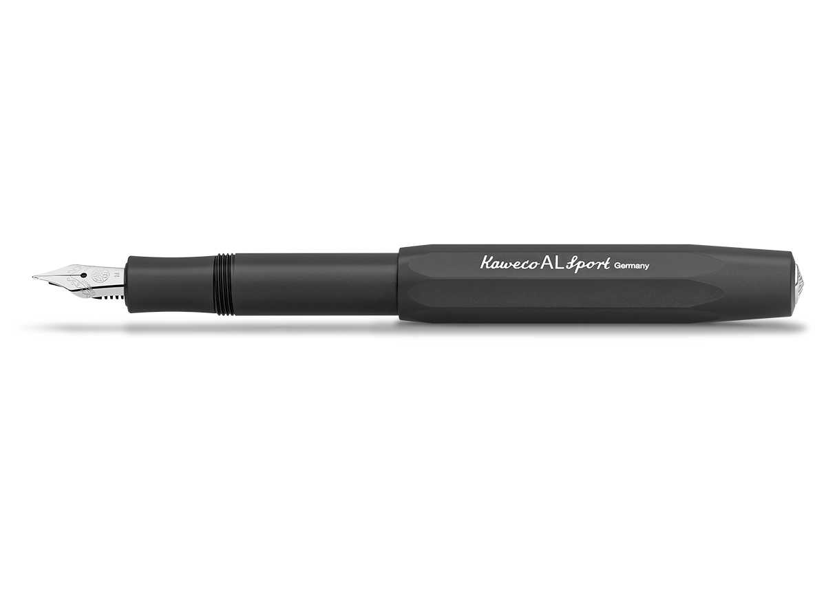 Ручка перьевая Kaweco AL Sport EF 0,5 мм, чернила синие, корпус черный чехол для ручек kaweco eco для 2 длинных ручек кожаный