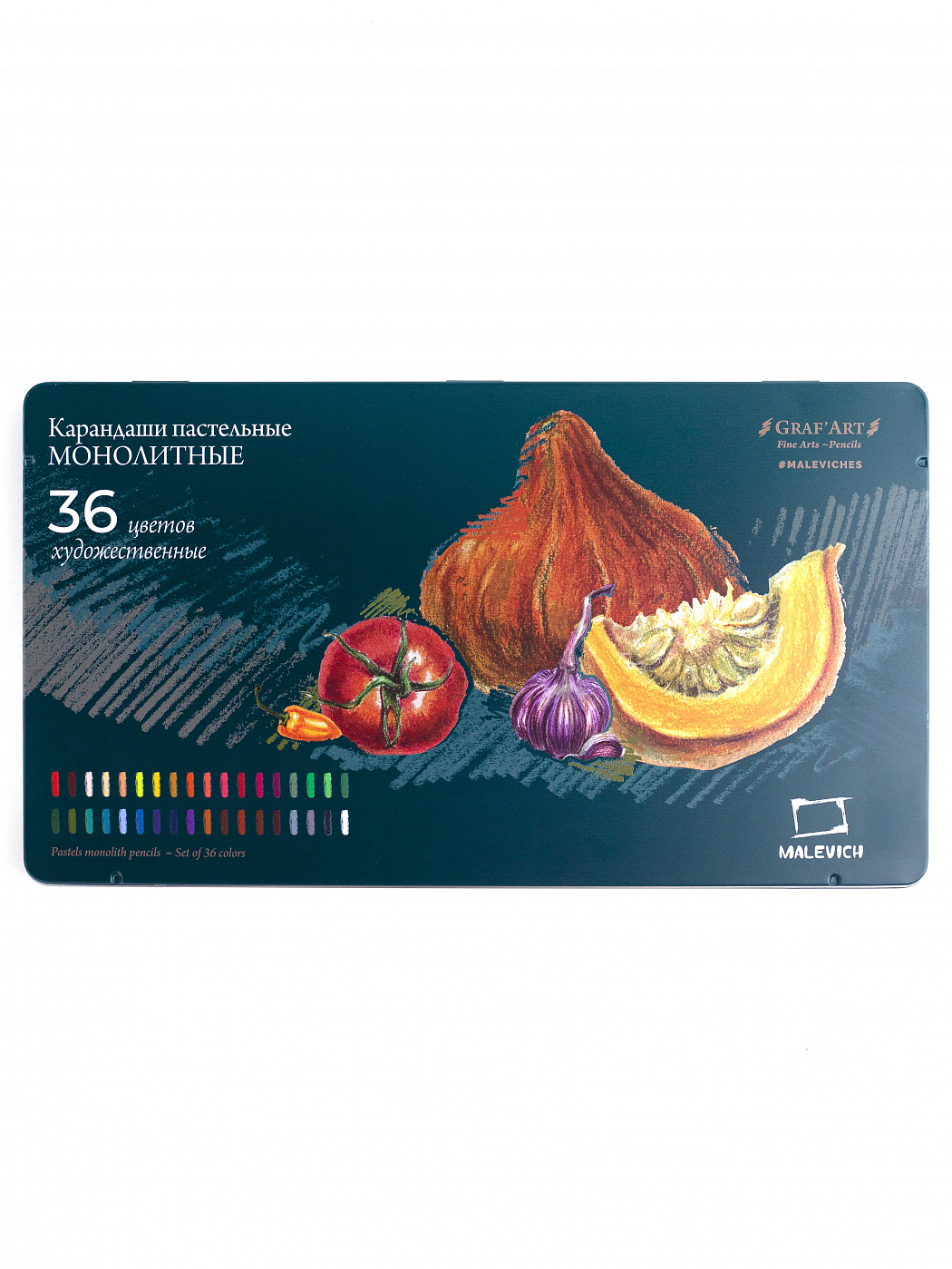 Набор карандашей пастельных монолитов Малевичъ GrafArt, 36 цветов пенал карманный для карандашей и ручек малевичъ