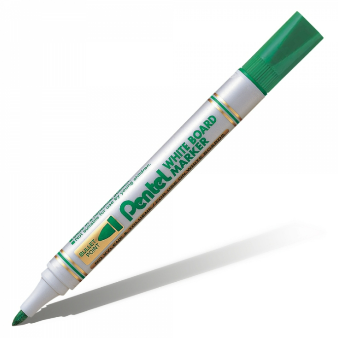 Маркер для досок Pentel 4,2 мм, пулеобразный наконечник, зеленый печатные буквы многоразовые прописи маркер