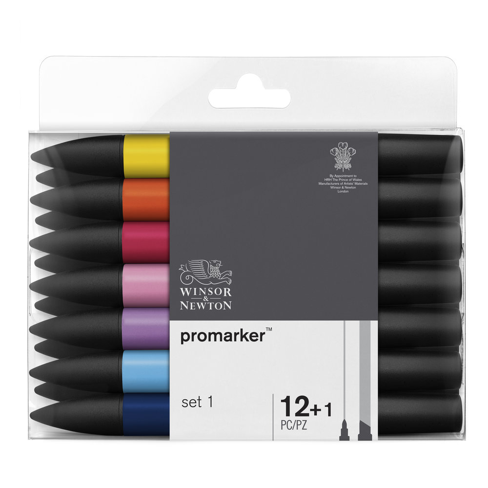 Набор маркеров ProMarker 12 цветов + 1 блендер, вариант 1 ньютон и кюри любознательные бельчата