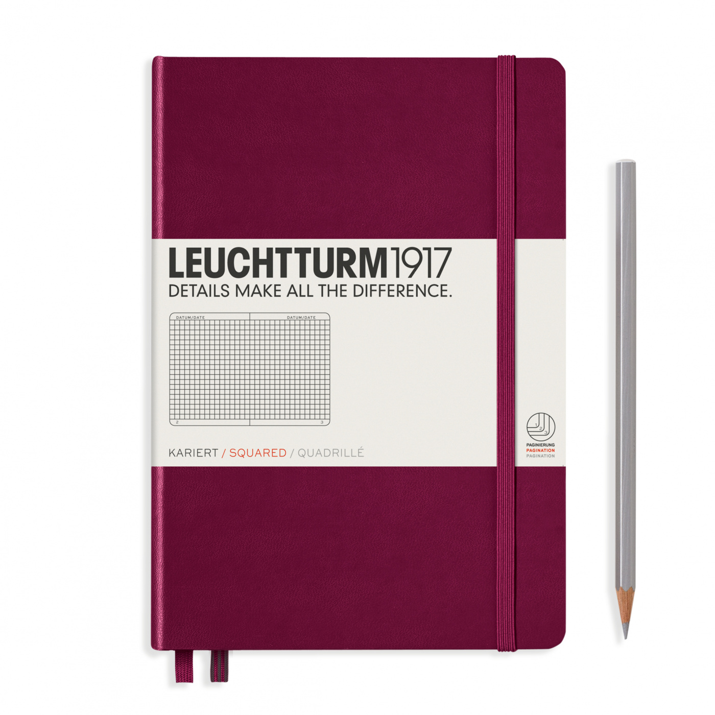 Записная книжка в клетку Leuchtturm A5 251 стр., твердая обложка винная старая записная книжка