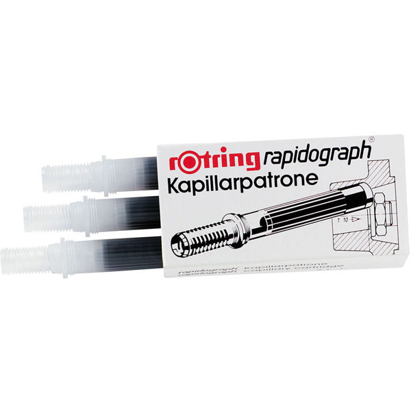 Набор картриджей для рапидографа Rotring 3 шт, черные