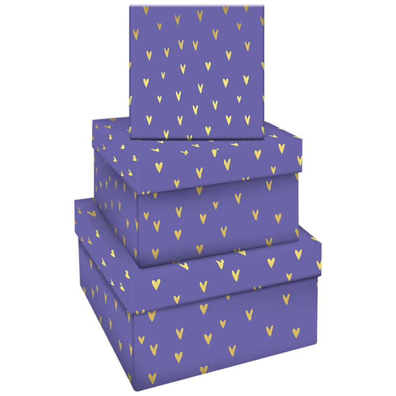 коробка складная подарочная meshu snowflakes 15 15 15 см с лентой отд фольгой Набор квадратных коробок 3в1, MESHU 