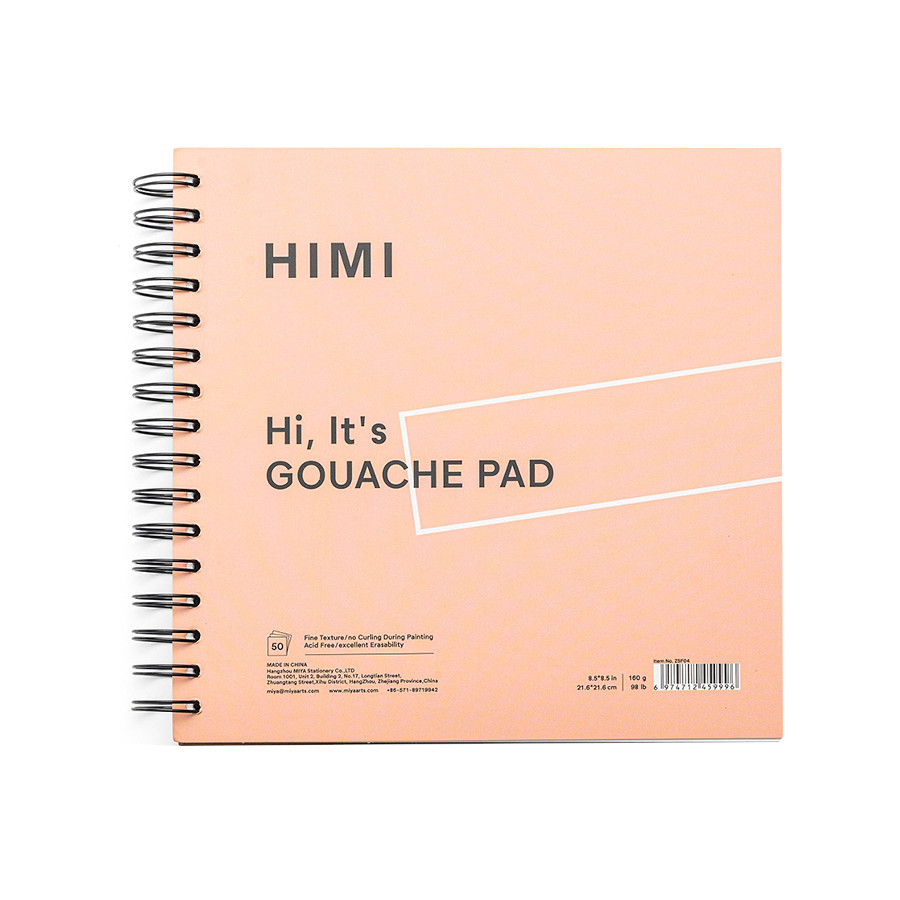 Скетчбук для гуаши HIMI 21,6x21,6 см 50 л 160 гр, розовый скетчбук с открытым переплетом falafel books а5 mimosa