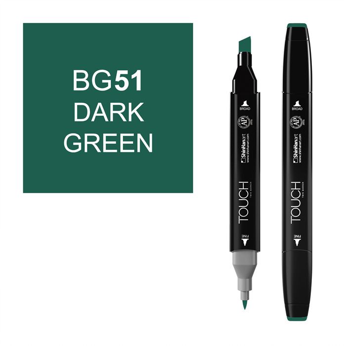 Маркер спиртовой Touch Twin цв. BG51 темный зеленый манга кацусика хокусай