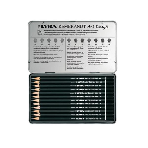 Набор карандашей чернографитных Lyra "Art Desing" 12 шт в металл коробке
