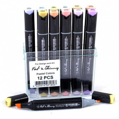 Набор маркеров Fat&Skinny 12 шт Pastel, пастельные цвета