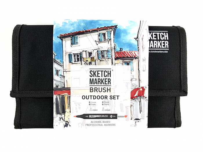 Набор маркеров Sketchmarker Brush 24 Outdoor Set- Плэнер (24 маркеров+сумка органайзер)