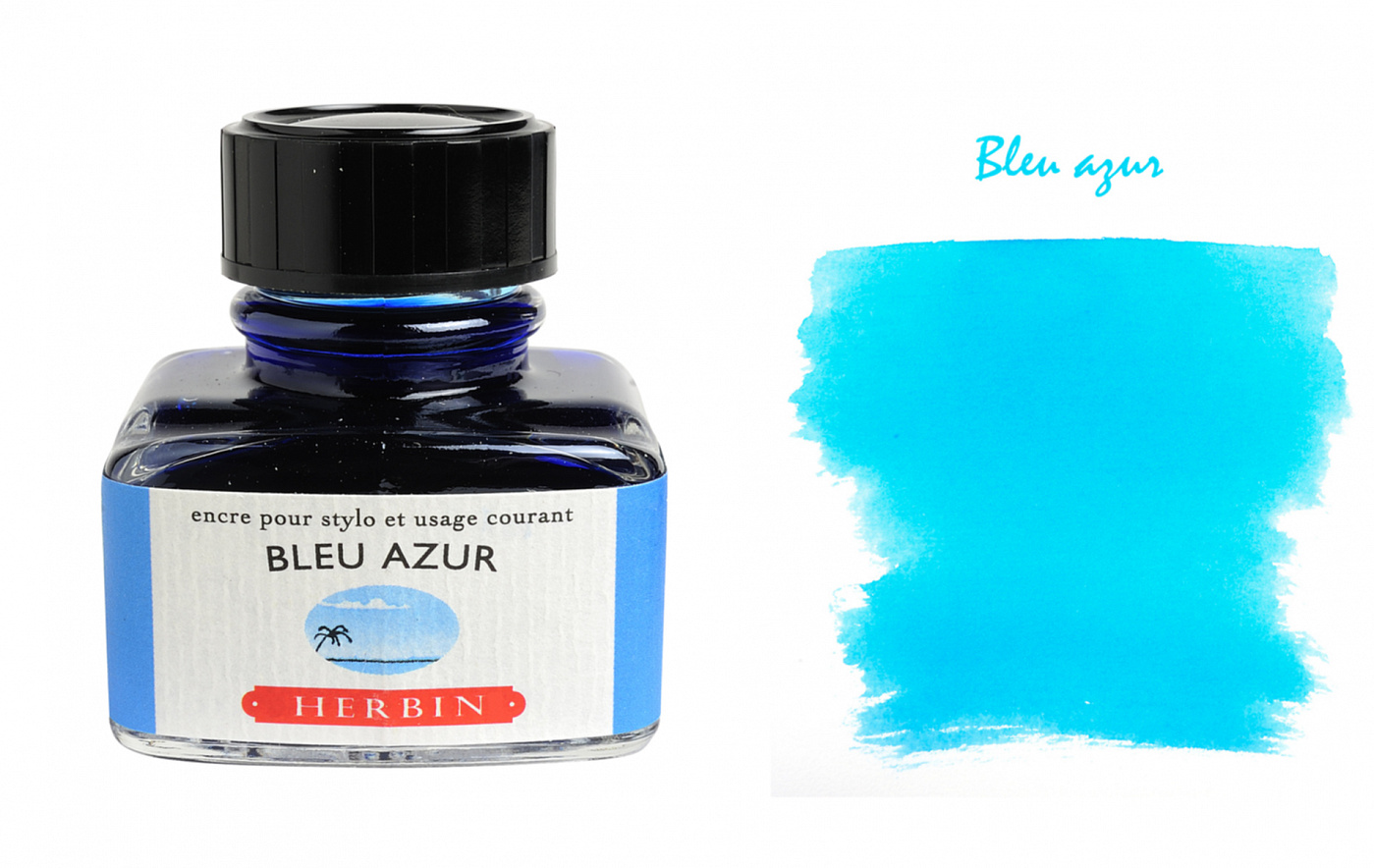 Чернила в банке Herbin, 30 мл, Bleu azur, Светло-голубой чернила в банке herbin 30 мл bleu azur светло голубой