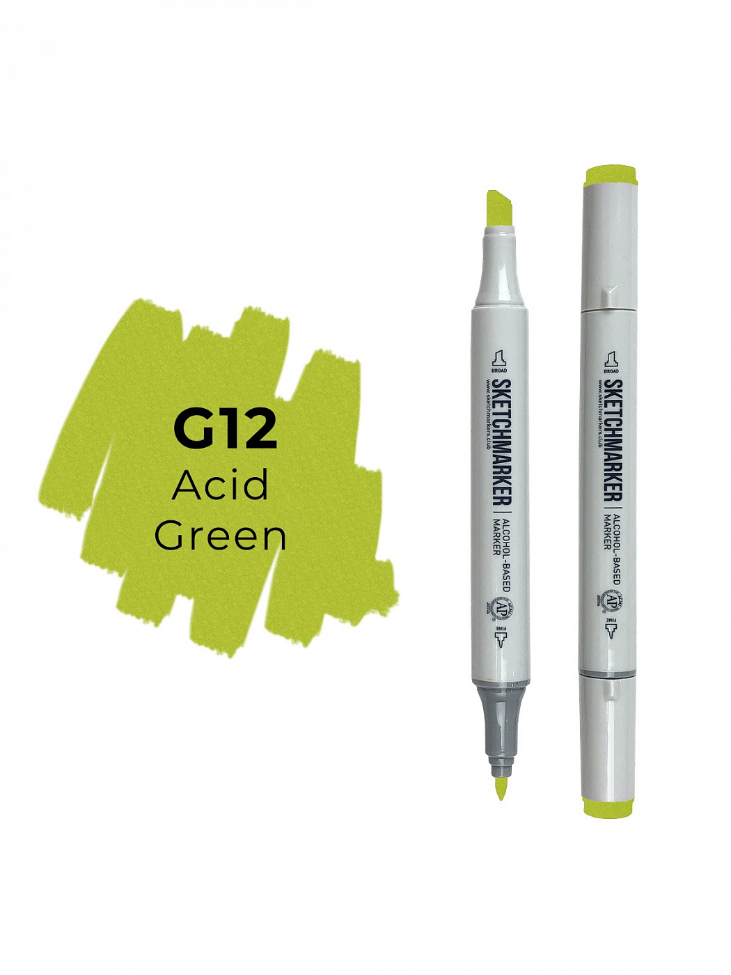 Маркер двухсторонний на спиртовой основе Sketchmarker Цвет Ярко-зеленый стержень шариковый 0 7 мм зеленый l 140мм на масляной основе прозрачный
