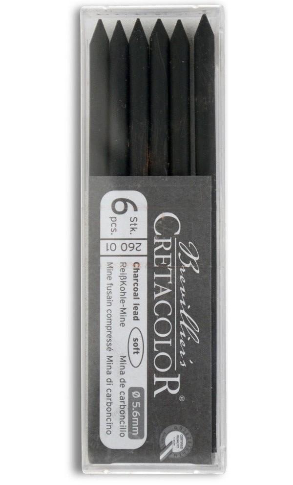 Набор стержней для цангового карандаша Cretacolor 6 шт 5,6 мм, черный мел набор грифелей для механического карандаша stabilo 12 шт 0 5 мм