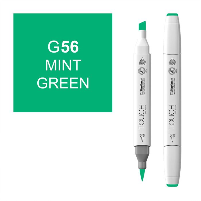 Маркер спиртовой BRUSH Touch Twin цв. G56 зеленая мята маркер спиртовой brush touch twin цв gy47 зеленая трава