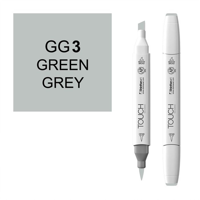 Маркер спиртовой BRUSH Touch Twin цв. GG3 серо-зелёный маркер кисть акварельный koi блендер