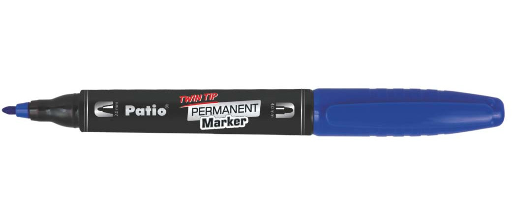 Маркер перманентный двухсторонний Patio 40-20 мм цвет синий 137₽