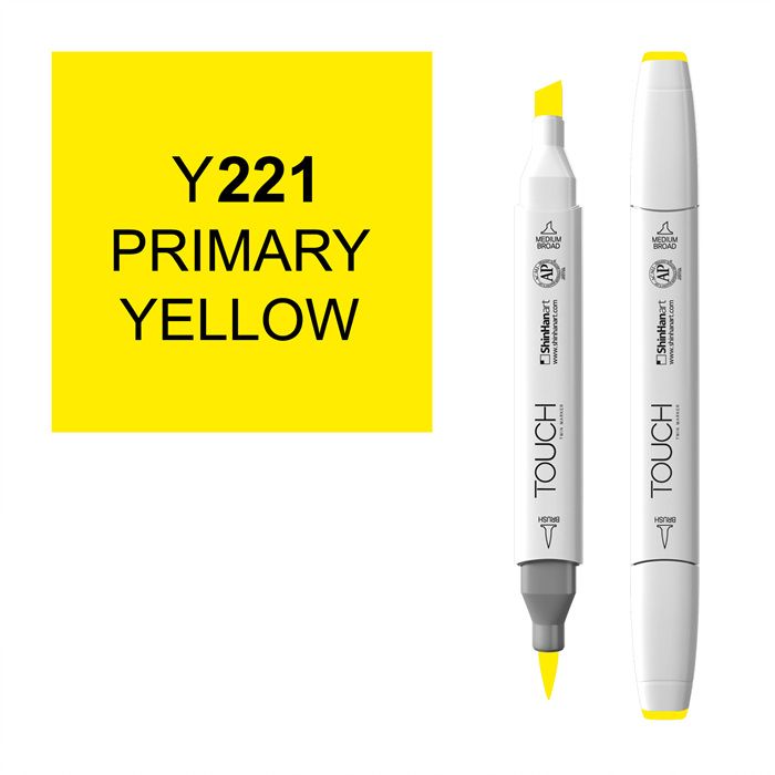 Маркер спиртовой BRUSH Touch Twin цв. Y221 жёлтый основной карандаши для ткани жёлтый