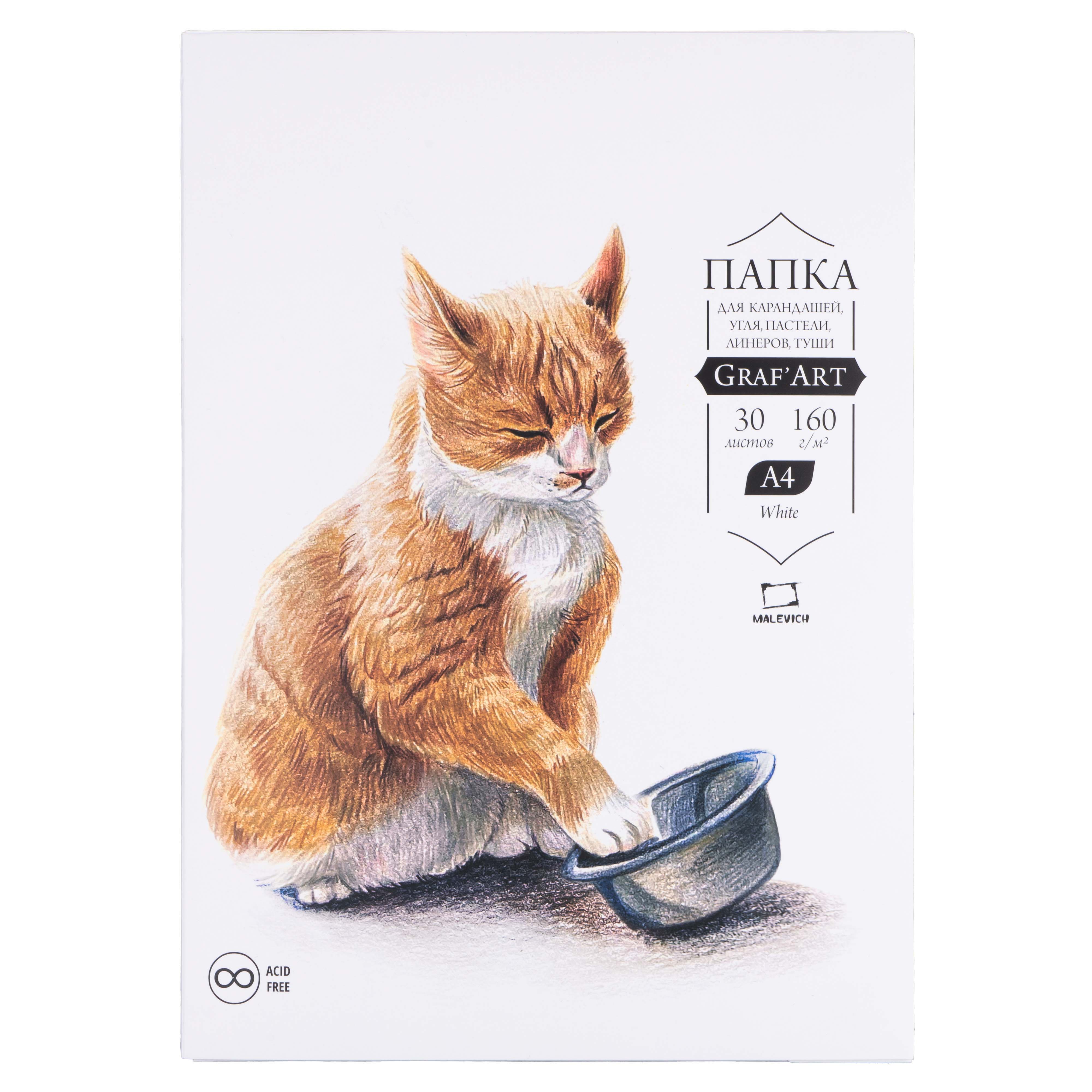 Папка с бумагой для рисования карандашами Малевичъ GrafArt А4 30 л 160 г 354₽