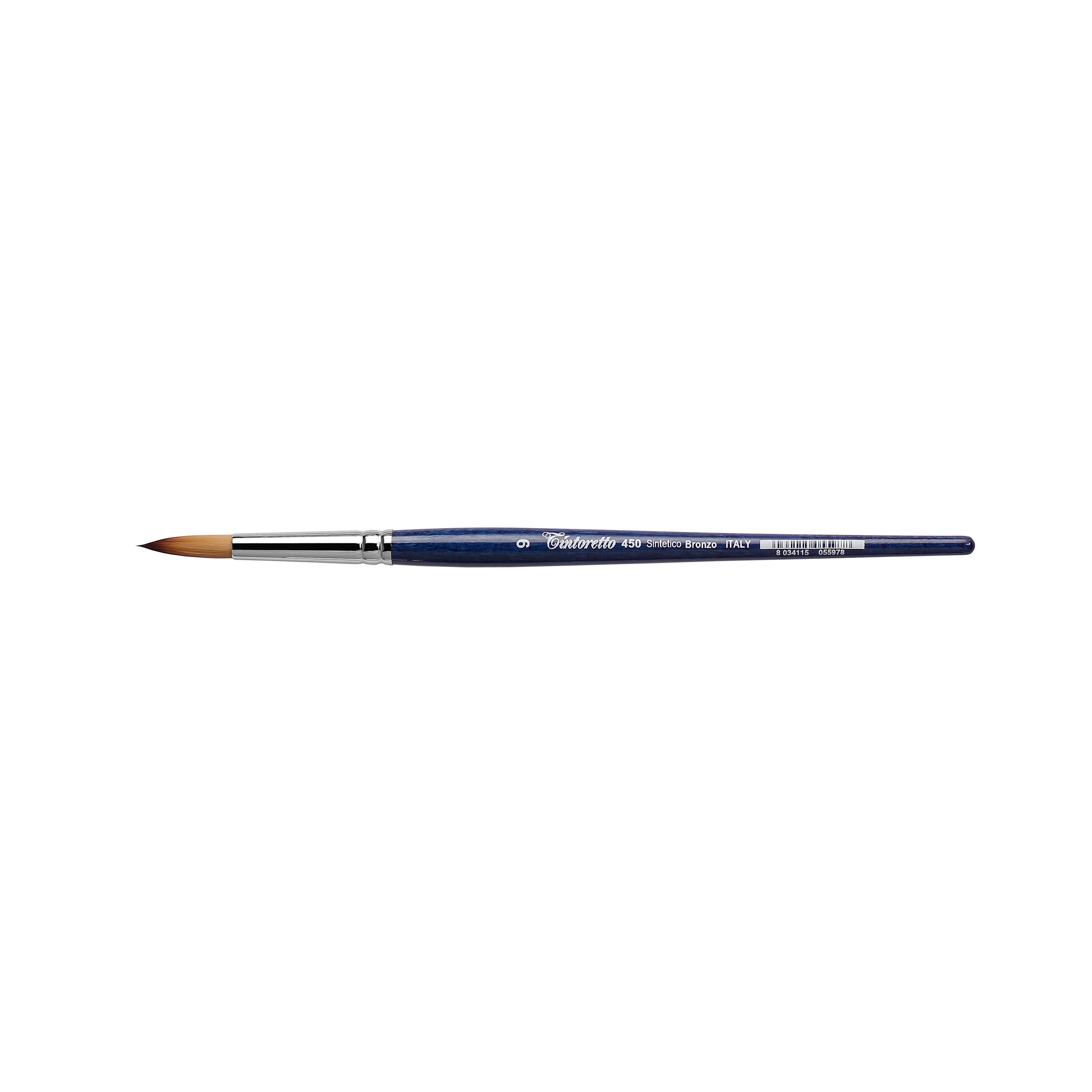 Кисть синтетика №9 круглая Tintoretto "Bronze" на короткой ручке
