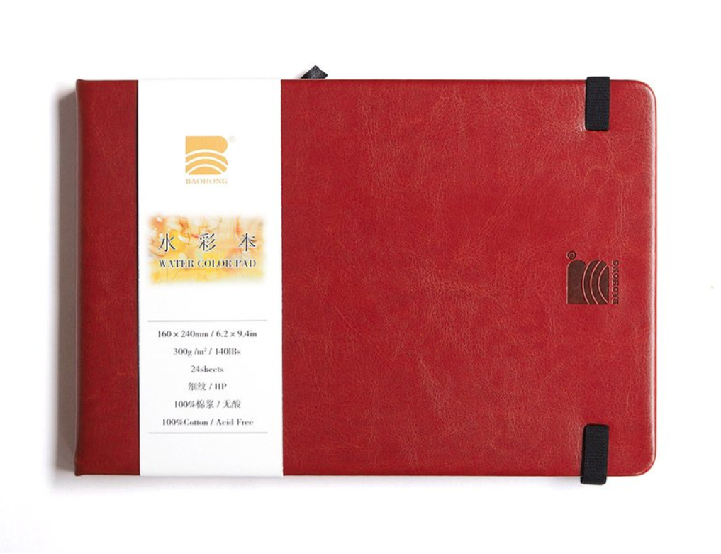 Скетчбук для акварели Baohong 16х24 см 24 л 300 г, хлопок, мелкозернистая скетчбук art creation 80 листов красный а5