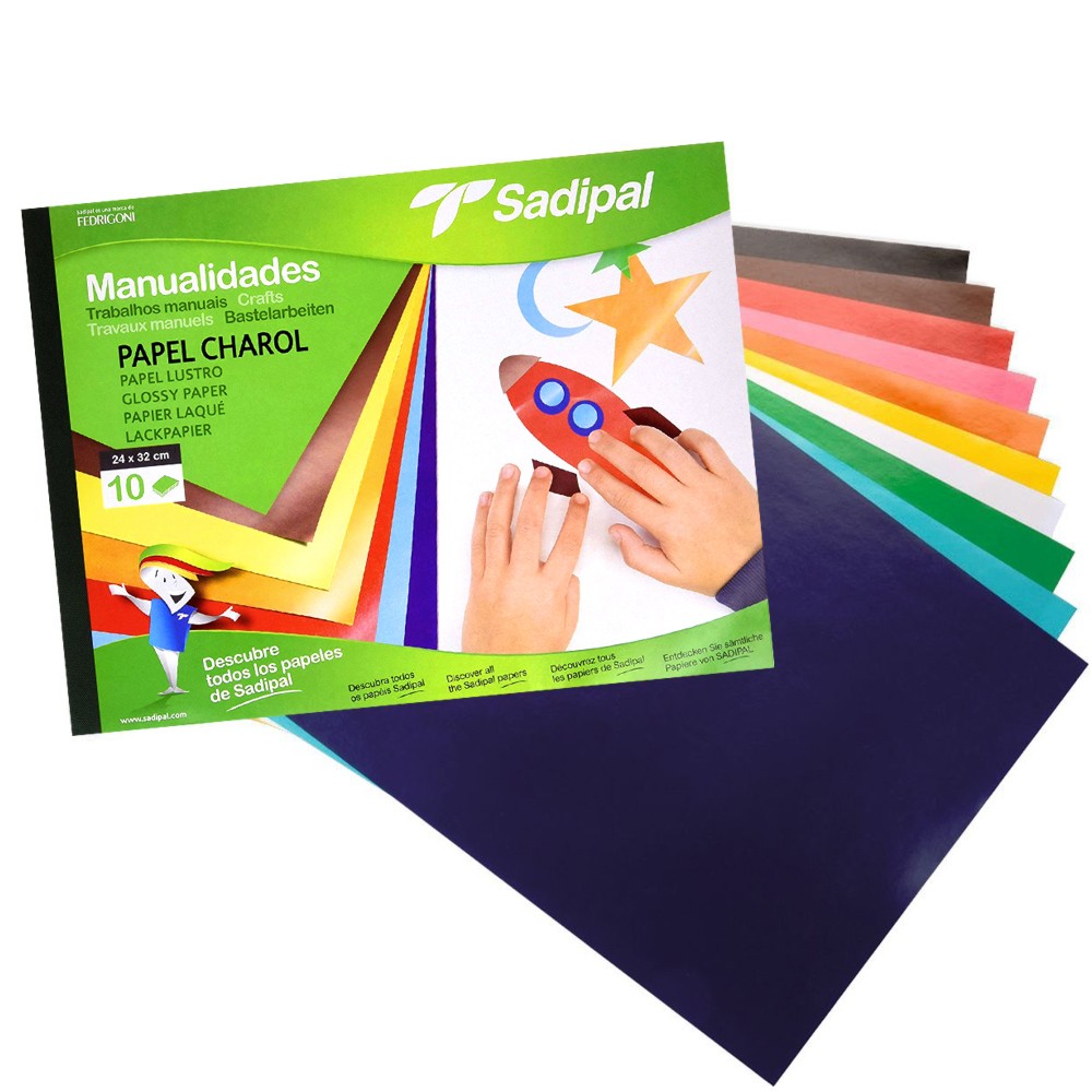 Набор глянцевой бумаги SADIPAL 24х32 см 10 цветов по 1 шт аппликации и поделки из бумаги для детей от 5 лет