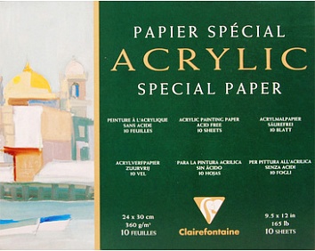 Альбом-склейка для акрила Clairefontaine Acrylic 20x40 см 10 л 360 г 1394₽