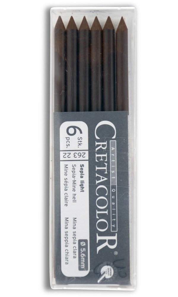 Набор стержней для цангового карандаша Cretacolor 6 шт 5,6 мм, сепия светлая CRETA-26322