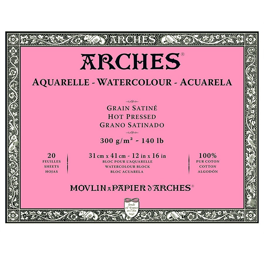 Альбом-склейка для акварели Arches Satin 31x41см 20 л 300 г Натуральный белый