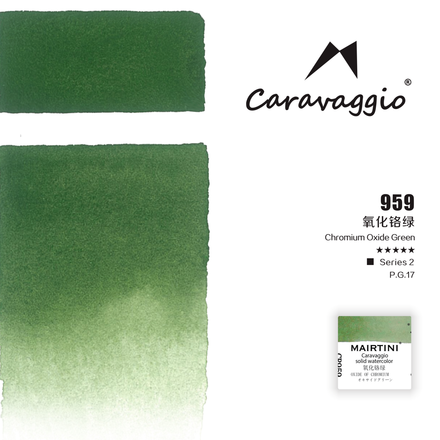 Акварель Mairtini Caravaggio Professional полукювета Chromium Oxide Green 490₽