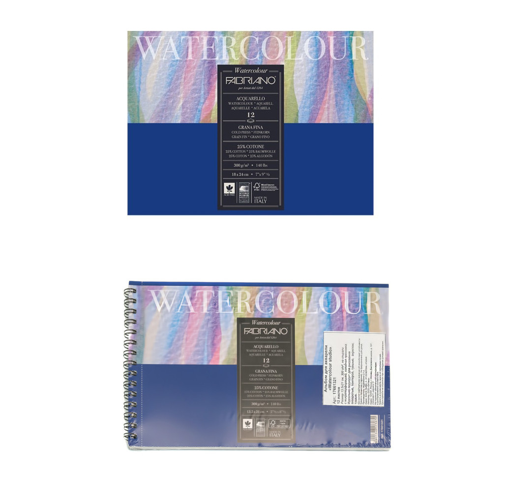блокнот для акварели fabriano watercolour book 21х29 7 см 30 л 200 г Альбомы для акварели Fabriano 