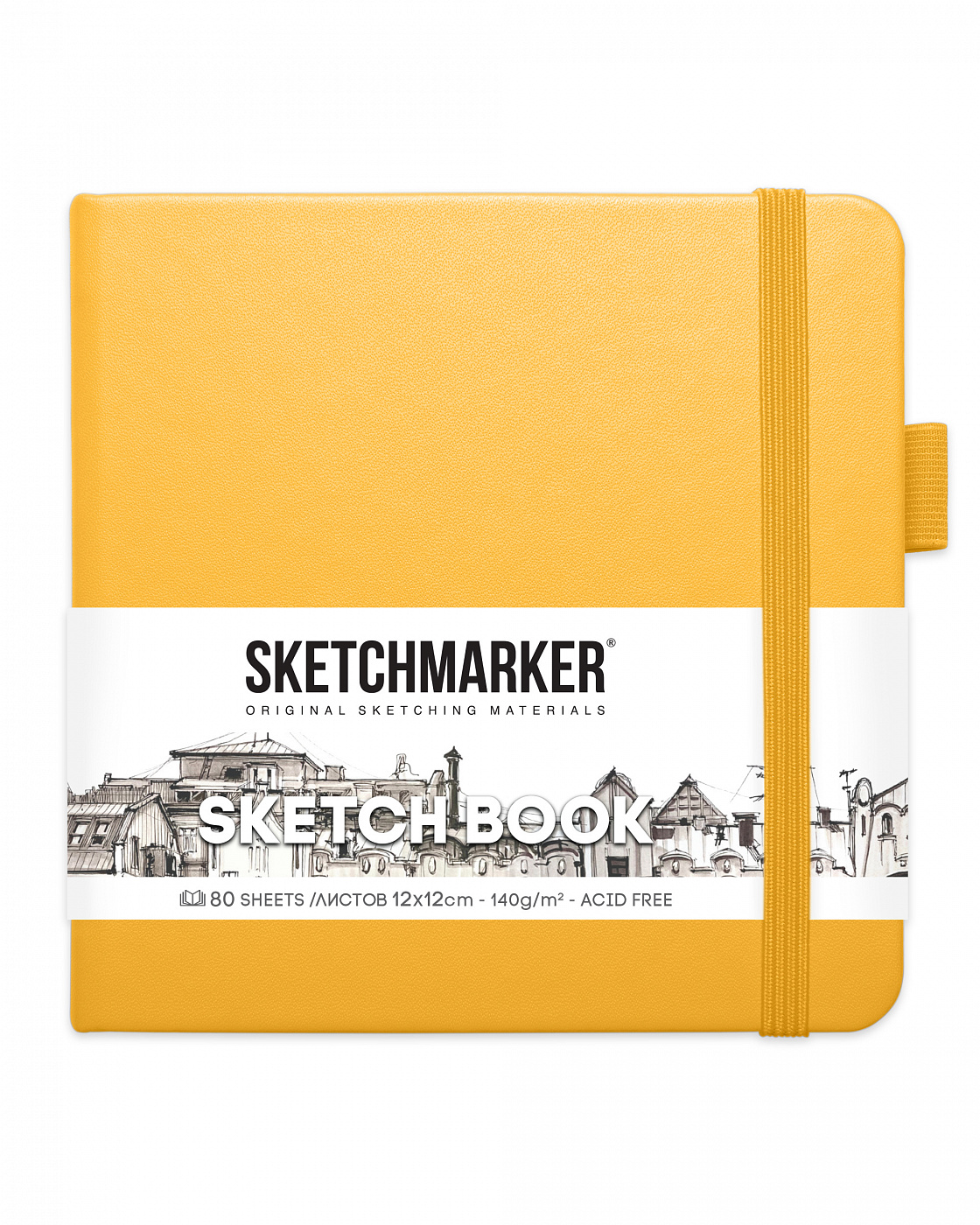 Блокнот для зарисовок Sketchmarker 12х12 см 80 л 140 г, твердая обложка Оранжевый ежедневник в твердой обложке а5 80 листов крутой мужик