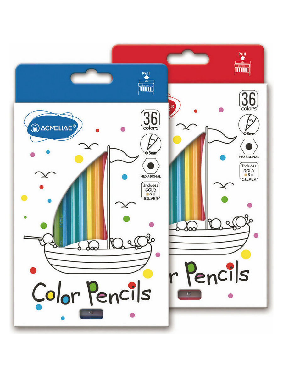 Набор карандашей цветных Acmeliae 36 цв+точилка, в картонном футляре Acm-9403-36 - фото 2