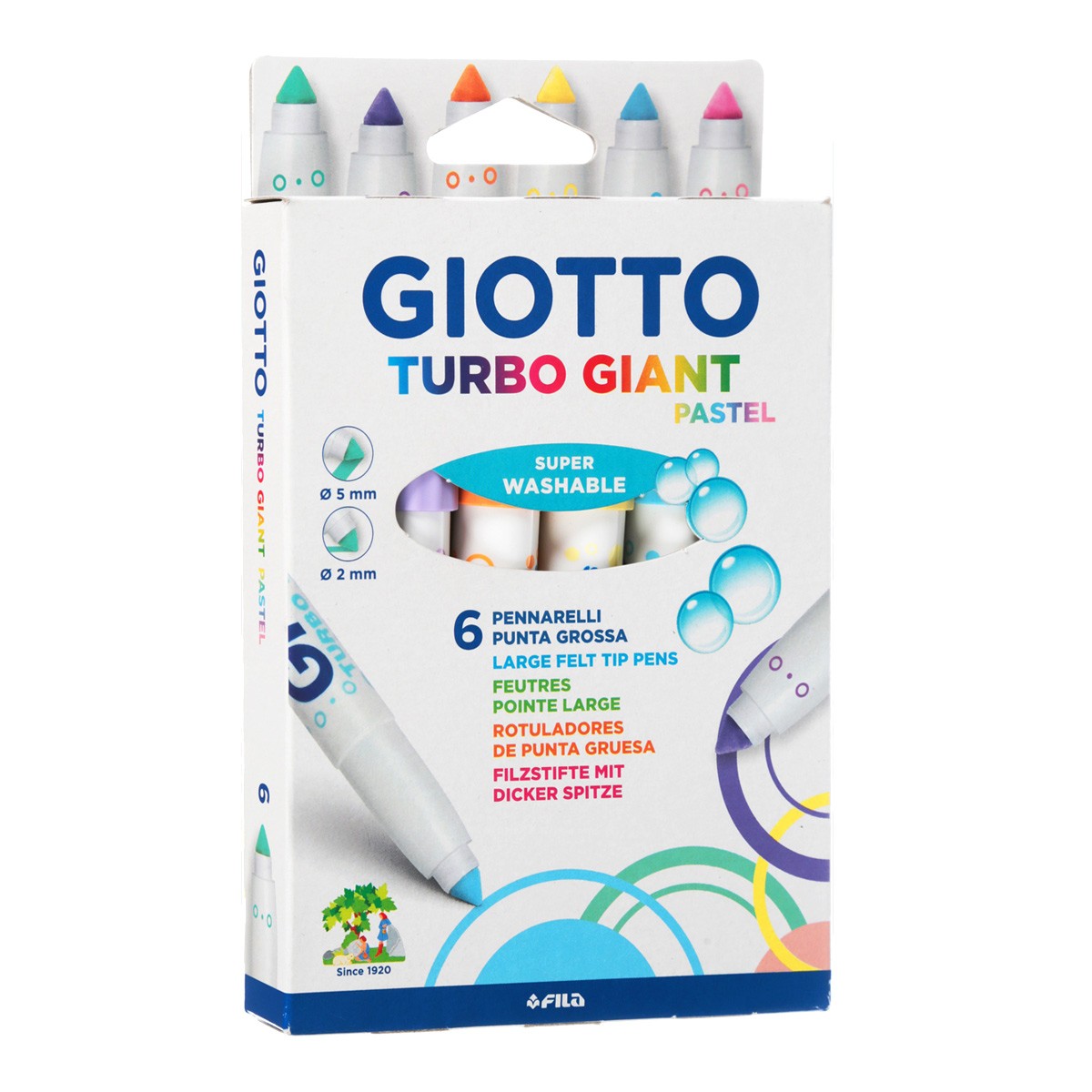 Набор фломастеров утолщенных GIOTTO TURBO GIANT PASTEL 6 цветов, пастельные тона японский язык тренажер по письму и чтению для полных нулей