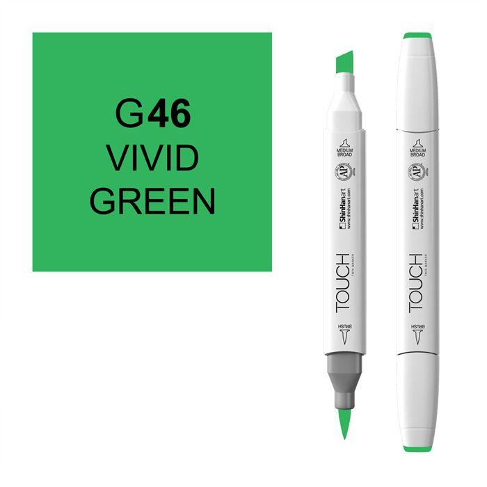 Маркер спиртовой BRUSH Touch Twin цв. G46 яркий зеленый маркер спиртовой touch twin цв g55 изумрудный зеленый светлый