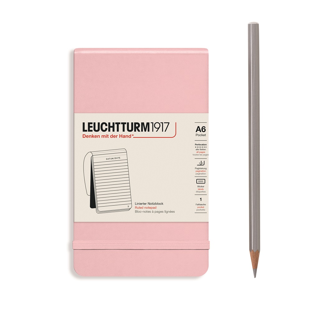 Блокнот в линейку Leuchtturm Reporter Notepad Pocket 188 стр., твердая обложка розовый Lecht-364407 - фото 1